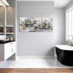 sechars Abstract Floral Wall Art Modern Gray and Gold Bathroom Bedroom Decor Mar... - Image 3