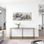 sechars Abstract Floral Wall Art Modern Gray and Gold Bathroom Bedroom Decor Mar... - Image 4