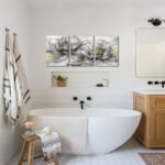 sechars Abstract Floral Wall Art Modern Gray and Gold Bathroom Bedroom Decor Mar... - Image 5