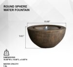 XBrand 19.8" W Round Sphere Water Fountain Indoor Outdoor with LED Light, Polyre... - Image 7