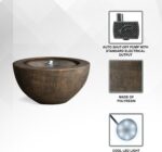 XBrand 19.8" W Round Sphere Water Fountain Indoor Outdoor with LED Light, Polyre... - Image 8
