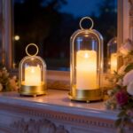 Fohil 5" & 4" Hurricane Glass Candle Holders, Set of 2 Metal Candle Holder with ... - Image 3
