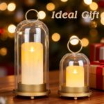 Fohil 5" & 4" Hurricane Glass Candle Holders, Set of 2 Metal Candle Holder with ... - Image 8