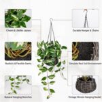 Oairse Artificial Hanging Plants Fake Hanging Plants with Pots Faux Golden Potho... - Image 3