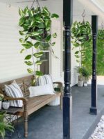 Oairse Artificial Hanging Plants Fake Hanging Plants with Pots Faux Golden Potho... - Image 5