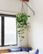 Oairse Artificial Hanging Plants Fake Hanging Plants with Pots Faux Golden Potho... - Image 8