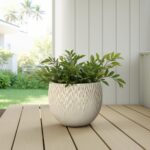 LuxenHome 14" Dia Round Planter for Indoor Plants, Large Outdoor Plant Pot with ... - Image 9