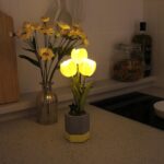 Cordless Flower Table Lamp, LED Battery Operated Portable Light, 2 AA Batteries ... - Image 3