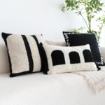 Black Cream Boho Chunky Tufted Pillow Cover, Neutral Decorative Square Throw Pil... - Image 3