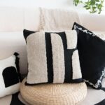 Black Cream Boho Chunky Tufted Pillow Cover, Neutral Decorative Square Throw Pil... - Image 6