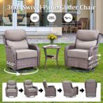 Luxury Outdoor Swivel Rocker Patio Chairs Set of 3, High Back Swivel Patio Chair... - Image 5