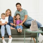 Family of Four Resin Statue, Parents and Kids Sitting on Rock Figurine, Home Dec... - Image 4