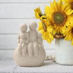 Family of Four Resin Statue, Parents and Kids Sitting on Rock Figurine, Home Dec... - Image 5