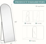 Arched Full Length Floor Mirror, Gold Aluminum Alloy Frame, 59"x16" Inch, Freest... - Image 5