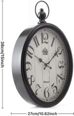 Oval Large Wall Clock Silent Non-Ticking Metal Battery Operated Retro Antique De... - Image 3