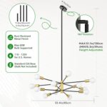 Sputnik Chandelier 12-Light, Mid Century Modern Height Adjustable Ceiling Light ... - Image 3