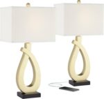360 Lighting Simone 28" Tall Set of 2 Modern Table Lamps with USB Ports A+C Char... - Image 3