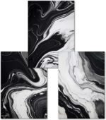 Black and White Marble Wall Art Abstract Painting Canvas for Living Room Bedroom... - Image 3