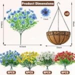 2 Pack Artfiticial Hanging Flowers Baskets for Outdoors, UV Resistant Faux Hangi... - Image 4