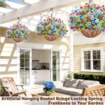 2 Pack Artfiticial Hanging Flowers Baskets for Outdoors, UV Resistant Faux Hangi... - Image 7