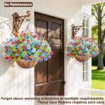 2 Pack Artfiticial Hanging Flowers Baskets for Outdoors, UV Resistant Faux Hangi... - Image 8