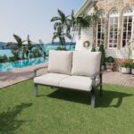 HOMREST Outdoor Loveseat Aluminum Patio Furniture Sofa, All-Weather Metal Outdoo... - Image 3