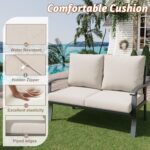 HOMREST Outdoor Loveseat Aluminum Patio Furniture Sofa, All-Weather Metal Outdoo... - Image 5
