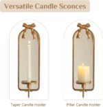Gold Candle Sconces Wall Decor: Modern Decorative Wall Candle Holder Set of Two ... - Image 5