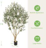 Realead Faux Olive Tree 7ft - Large Artificial Olive Tree Indoor with Realistic ... - Image 4