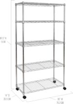 Seville Classics 5-Tier Wire Shelving with Wheels, 5-Tier, 30"" W x 14"" D (NEW ... - Image 4