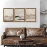 3 Piece Large Abstract Framed Wall Art, Neutral Beige Modern Art Wall Decor, Con... - Image 3