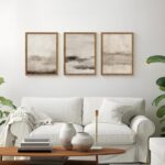 3 Piece Large Abstract Framed Wall Art, Neutral Beige Modern Art Wall Decor, Con... - Image 5