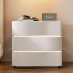 Solid Wood Nightstand, Leather Bedside Table with LED Light Strip, Modern Bedroo... - Image 5