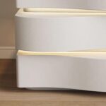 Solid Wood Nightstand, Leather Bedside Table with LED Light Strip, Modern Bedroo... - Image 6