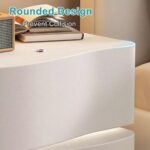 Solid Wood Nightstand, Leather Bedside Table with LED Light Strip, Modern Bedroo... - Image 7