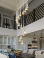 ykolupty Modern Crystal Chandeliers LED Dimmable Stairwell Chandelier Silver Tea... - Image 4