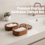 Acacia Wood Qtip Holder Bathroom Jars with Lids, Double-Layer Canisters for Cott... - Image 5