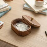 Acacia Wood Qtip Holder Bathroom Jars with Lids, Double-Layer Canisters for Cott... - Image 7
