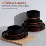 LIANYU 12 Pieces Porcelain Dinnerware Sets, Premium Plates and Bowls Set, High-F... - Image 4