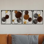 Tandefio 4 Pcs Metal Wall Art Abstract Wall Decoration Brown Metal Decor 14'' x ... - Image 3