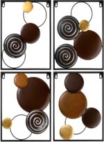 Tandefio 4 Pcs Metal Wall Art Abstract Wall Decoration Brown Metal Decor 14'' x ... - Image 4