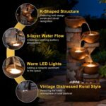 5 Tiers Water Fountain Outdoor Garden - 33.5" H Shape K Indoor Waterfall Fountai... - Image 4