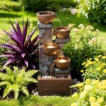 5 Tiers Water Fountain Outdoor Garden - 33.5" H Shape K Indoor Waterfall Fountai... - Image 8