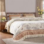 JINCHAN Boho Floral 100% Cotton Blanket 4-Layer Throw Blanket with Tassel Taupe ... - Image 3