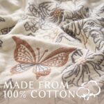 JINCHAN Boho Floral 100% Cotton Blanket 4-Layer Throw Blanket with Tassel Taupe ... - Image 4