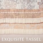 JINCHAN Boho Floral 100% Cotton Blanket 4-Layer Throw Blanket with Tassel Taupe ... - Image 5