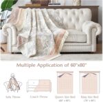 JINCHAN Boho Floral 100% Cotton Blanket 4-Layer Throw Blanket with Tassel Taupe ... - Image 6