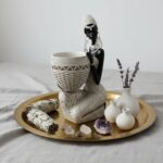 Lescafita Handmade White African Tribal Woman Sculpture - Crystal Earrings & Bas... - Image 5