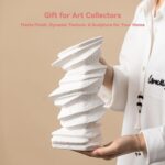 Stone-Stack White Ceramic Vase - 10" Unique Flower Vase for Pampas Grass, Farmho... - Image 7