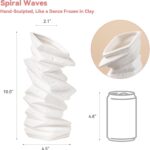Stone-Stack White Ceramic Vase - 10" Unique Flower Vase for Pampas Grass, Farmho... - Image 9